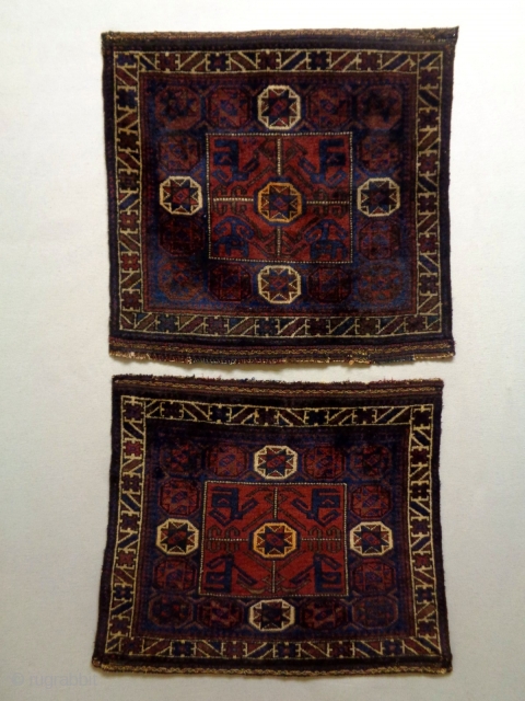 Baluch Bagfaces
Size: 72x68cm and 73x68cm
Natural colors, made in circa 1910                       