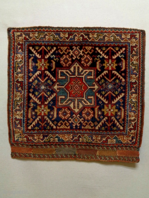 Kamseh Bagface
Size: 64x62cm
Natural colors, made in circa 1910, there are moth bites at some small areas                 