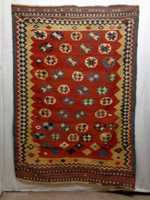 19th Century Nomad Qasqhay Kelim
Size: 140x200cm (4.7x6.7ft)
Natural colors, the condition is good, no repair.                   