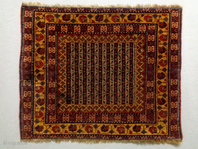 19th Century very Fine Afshar Bagface
Size: 56x45cm
Natural colors, there are two stains.                     