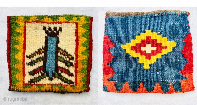 Beautiful Qashqai Gabbeh chanteh circa 1880 all good natural colors and perfect condition size 20x20 cm.                 