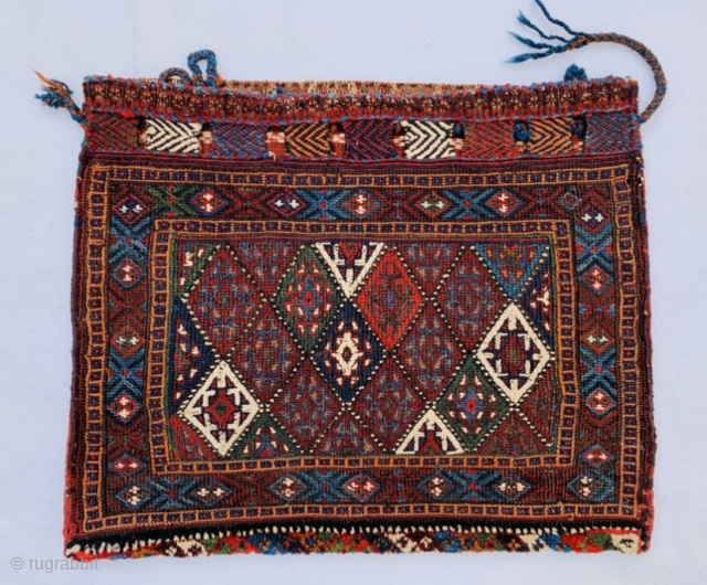  beautiful Afshar sumak bag circa 1890 ,all good colors and perfect condation,size 58x48cm                   