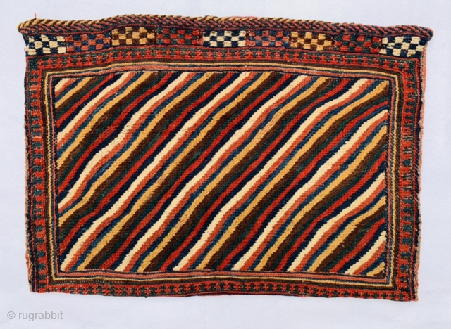 unusual sumak Afshar bag circa 1880 wool on wool,all good colors and perfect condation,size 77x52cm                  