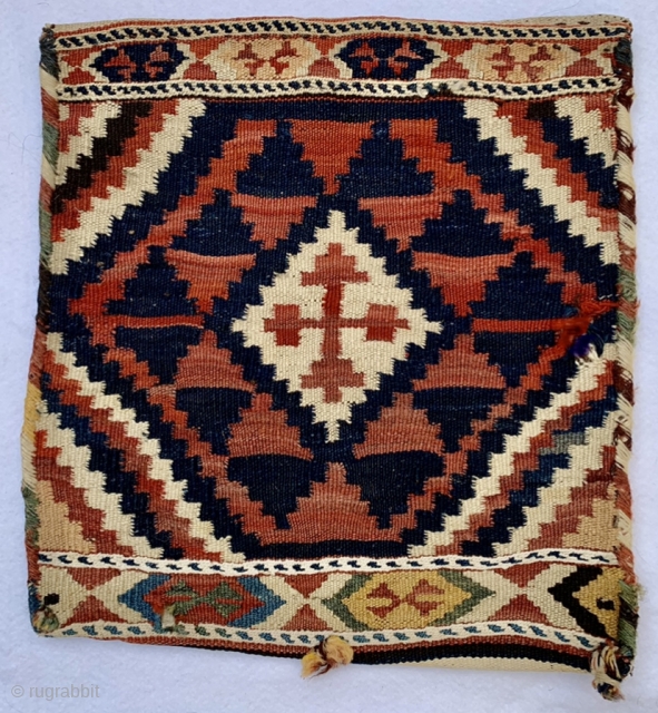 Beautiful Shahsevan Kilim bag circa 1880 all good natural colors and perfect condition size 47x44cm                  