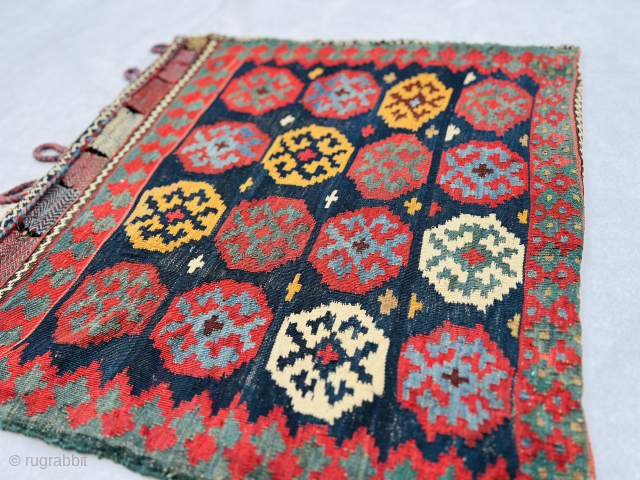 Large varamin kilim bag.circa 1880 all fantastic natural colors and good condation wool on wool size 80x75cm                