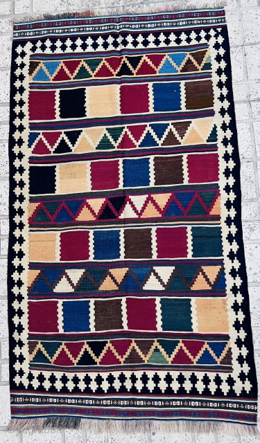 beautiful Qashqai Kilim circa1880 all good colors and perfect condition wool on wool size206x116cm                   