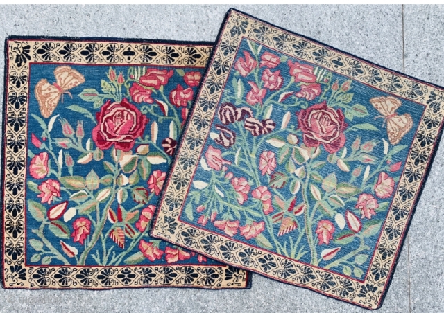 Rare Antique Pair Isfahan 1870 circa,,in very good condition size 60x60cm.61x61cm                      