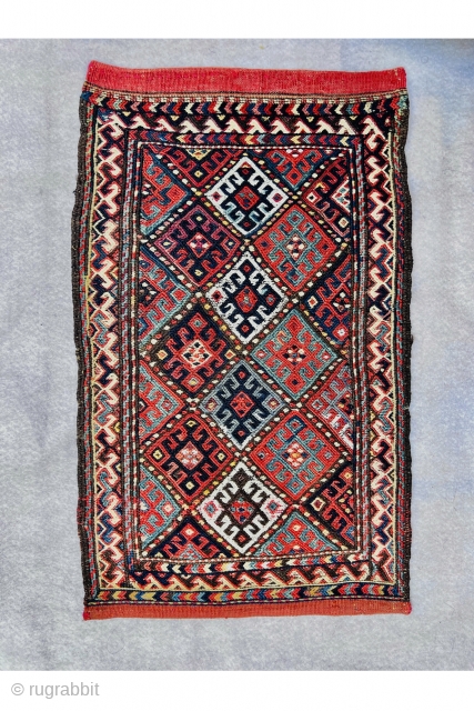  kurdish Quchan soumac Balisht circa 1880 all good natural colors and perfect condition wool on wool,size55x35cm                