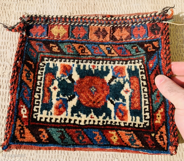beautiful Afshar chanteh circa 1880 all good natural colors and perfect condition size 28x25cm                   