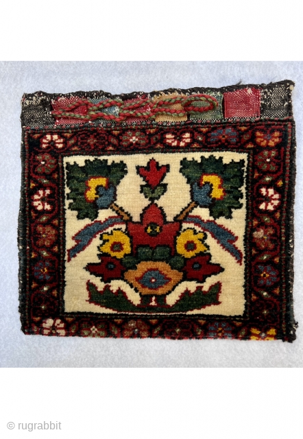 Rare and very fine Saveh shahsavan chanteh circa 1880 all good natural colors and perfect condition,size 30x30cm                