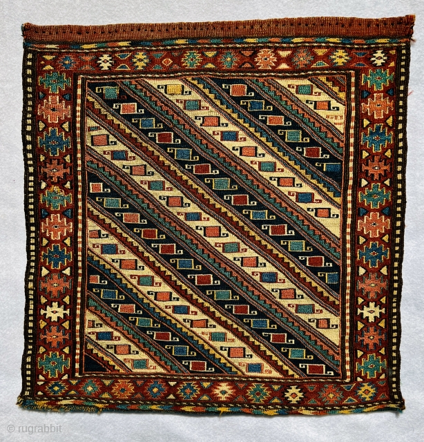 Very fine shahsevan soumac bagface circa 1870,all good natural dyes and in very good condition,size 55x55cm                 