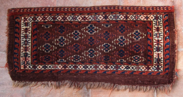 Yomud 19th century torba. All natural dyes. Some wear as seen. Nice colors and design.                  