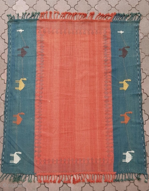 Fine old Caucasian Azeri flat-woven Karabagh shaddah kilim. Charming all natural dyes. In great condition. Size is 172x200 cm (78x68 inches).            