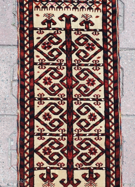 Antique Turkmen Saryk or Tekke Tentband long fragment with silk highlights. Measures 450x34 cm (ca. 13.4x177 inches). Collectable piece in great condition with good age and design elements.     