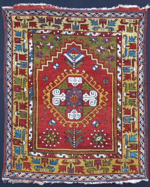 Rare Antique mid 19th C. Aksaray prayer Rug.
Please feel free to ask any question you want to learn.               