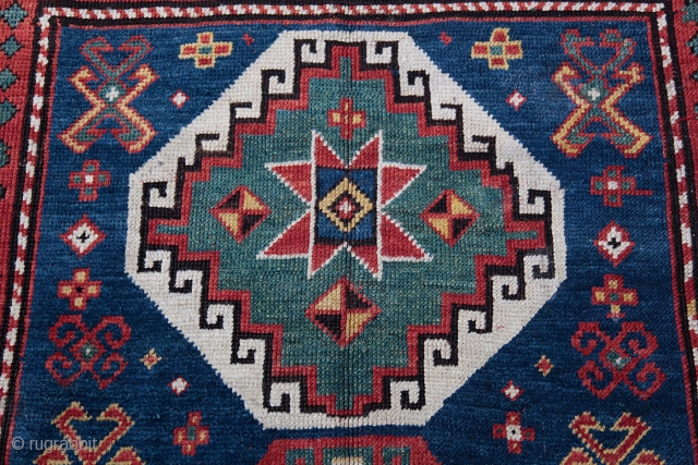 Late 19th C, Caucasian Kazak, Fantastic Color.                          