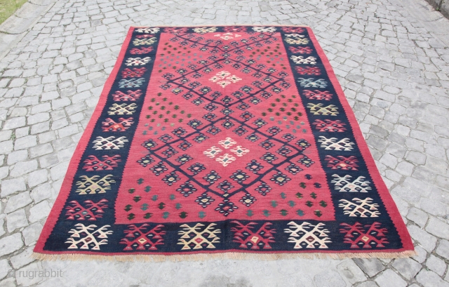 Antique Late 19th C. Sarkoy kilim, Top Collector.
Size :6' X 4' 3'' Feet, Feel free to ask any question in your mind.           