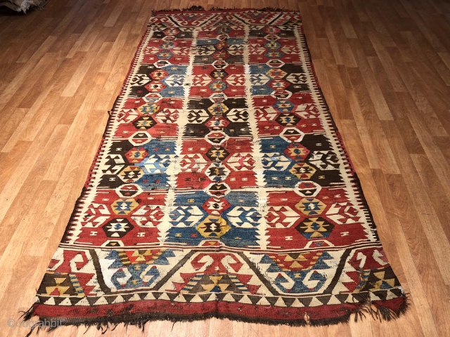 This is one of a kind Antique Fragment Mut Kilim from toros Mountains.
size :8' 8'' X 4' 3'' Feet
Please Feel free to ask any questions in your mind..
Thanks for visiting my page. 