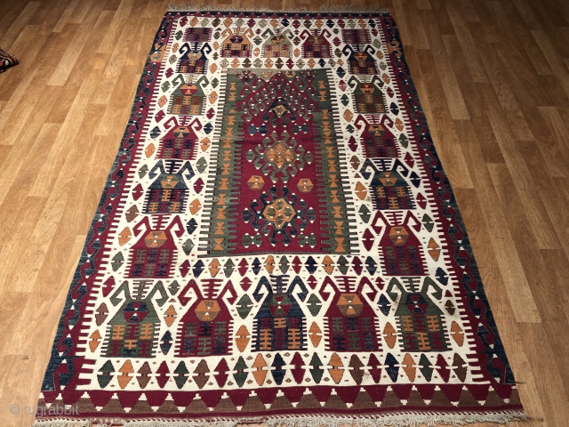 Rare Antique Colourful Kilim From Konya.
Size 7' 3'' X 4' 5'' Feet.
Please Feel free to ask any questions in your mind..
Thanks for visiting my page.        