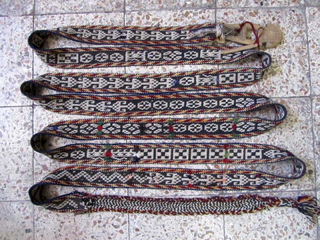 Ghaghgaie band, needs abit preparing.the white in pattern is wool as other parts.and with brown in field,Size:680 x 6.5 cm             