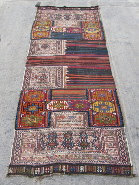 Antique Lor i Bakhtiari Saddlebag from 19th century ,Size:270x115 cm                       