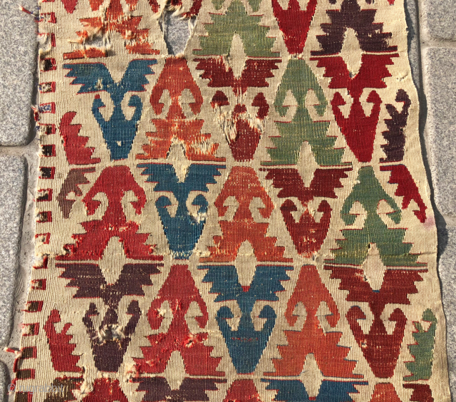 18th Century Central Anatolian Kilim Fragment size 63x140                         