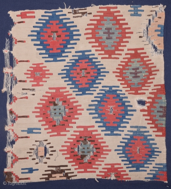  18th Century Anatolian Kilim Fragment size 66x70 cm                        