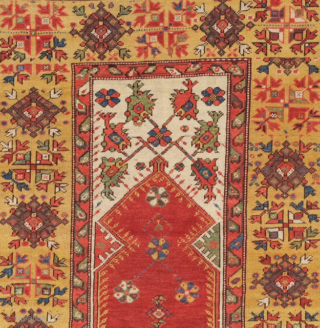 West Anatolian Melas Prayer Rug circa 1860 size 106x142 cm                       