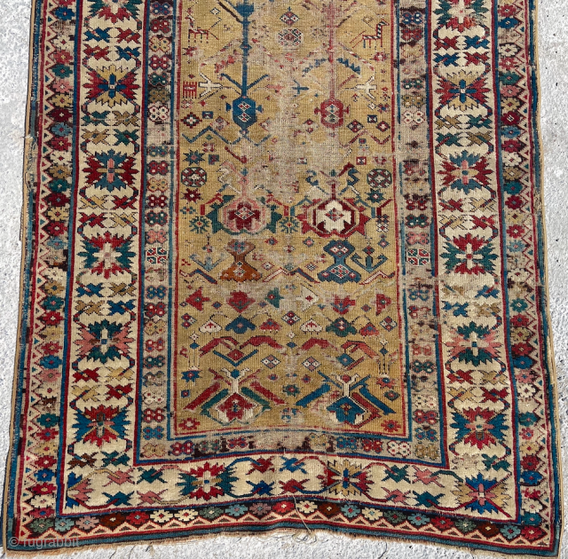 Yellow Kuba Runner circa 1800 size 97x327 cm                         