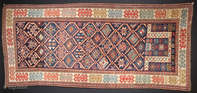 ca.1880 Akstafa Prayer rug,,wonderful Natural colours,,size:204x90 cm  6.9x3 ft                       