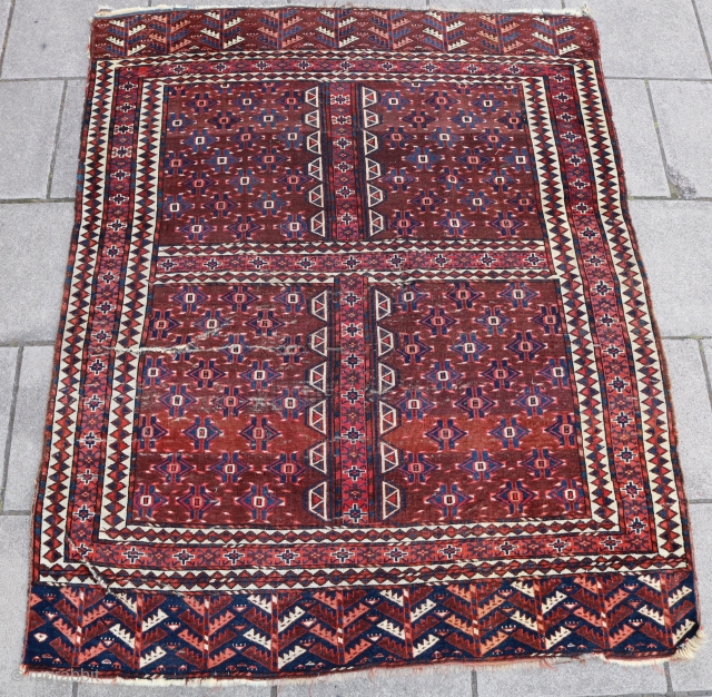 Late 19th century Turkmen Yomut Ensi, size 180x142 cm 5.11x4.8 ft                      