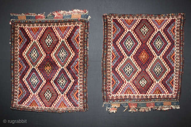 ca.1900 A Pair Weramin bagface,,wonderful Natural colours,,size:70x60 & 65x60 cm  2.4x2 & 2.2x2 ft                  