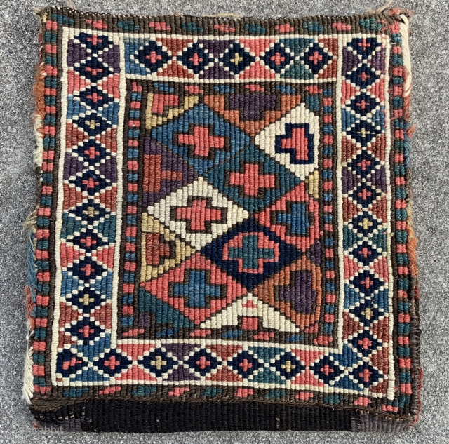 Late 19th century Shahsavan sumak bag, has wonderful colours and great condition size:32x29 cm                   