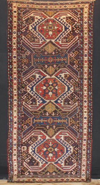 Wonderful Caucasian Lenkoran Rug,,size:295x136 cm  9.8x4.5 ft ,,all Natural colours,,few places lowe pile and have a old repair,,              