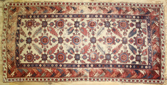 mid 19th century Shahsavan Rug(cut & shot,Fragment ),wnderful natural colours ,size:245x120 cm                     