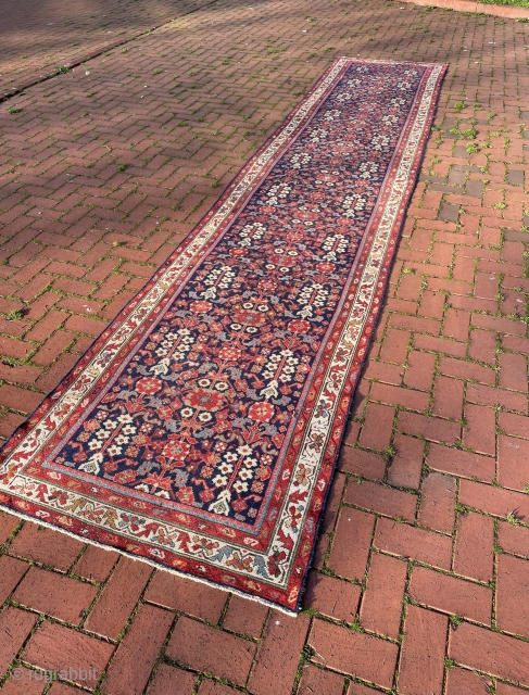 Circa 1910 Malayer runner, nice aubergine and other natural dyes inside. Size: 520 x 105 cm. Please contact via mail : halilaalan@gmail.com or WhatsApp : +90 (0) 534 330 38 48  