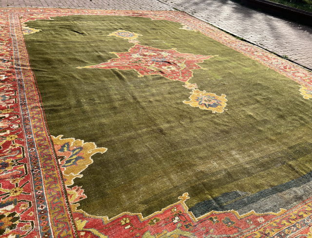 Late 19th century palace sized Ziegler carpet all natural dyes and good condition. Size 590 x 430 cm. Please contact via e-mail : halilaalan@gmail.com or WhatsApp : +90 534 330 38 48 