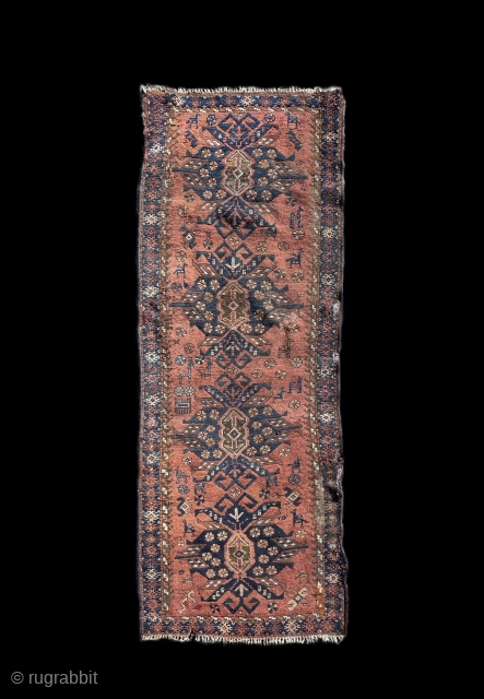 Circa 1860 Khorasan Baluch Rug. Size : 160 x 65 cm                      