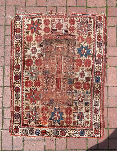 Circa 1860 Milas rug, all color natural dyes. 130 x 99 cm                     