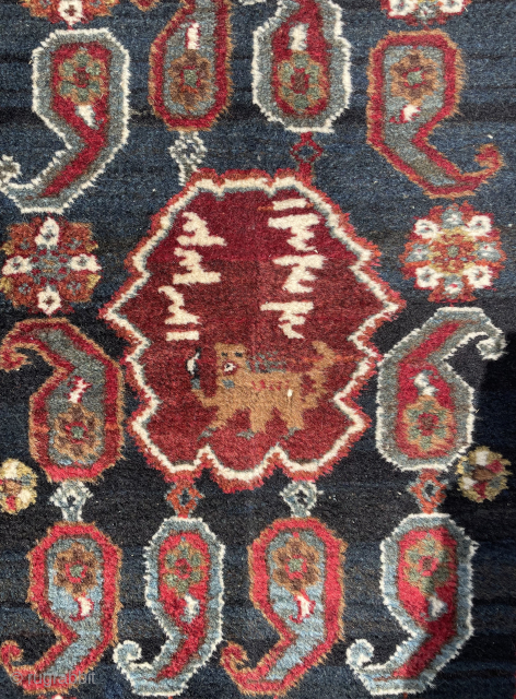 End of Qajar period Heriz long rug. Full and untouched condition. Also dated 1333(1917) and Qajar lion in it. Size : 500 x 97 cm / please contact directly via e-mail or ...