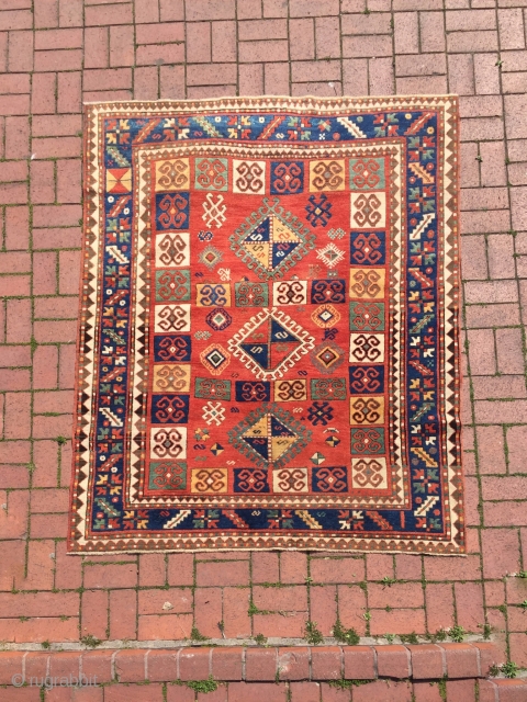 Circa 1880 Charming color Caucasian Karatcoph Rug. Good condition
Size : 200 x 150 cm                   