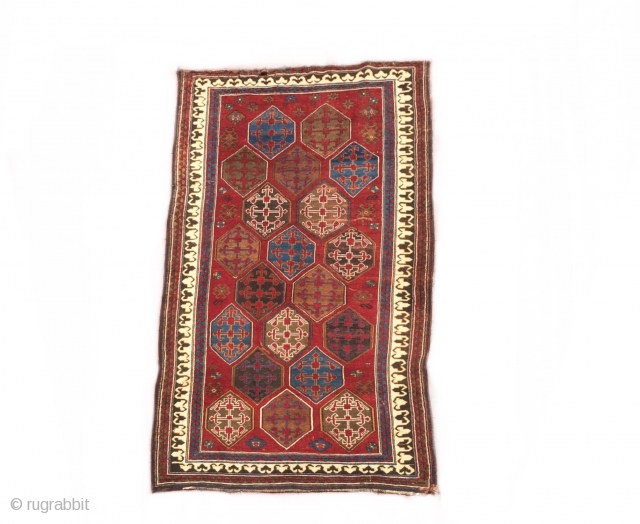 Bordjalu Rug with Armenian letter “Daghlik Karabagh” top side has missing couple of line.
Size : 293 x 155 cm              