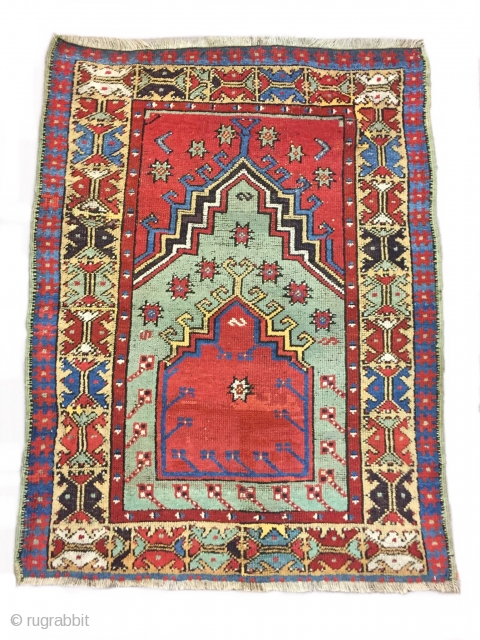 Mid 19th century, Central Anatolian Prayer Rug probably Aksaray size : 135 x 101 cm                  