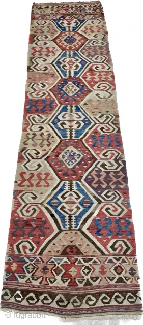 Central Anatolia Kilim Circa 1880 Size: 75x280 cm                         