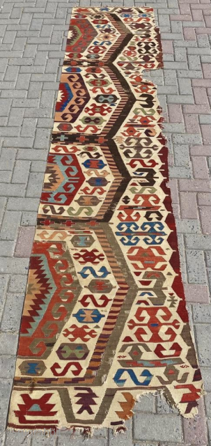 West Anatolia Aydın Kilim Circa 1850 Size: 76x342 cm 
Please contact directly. Halilaydinrugs@gmail.com                    