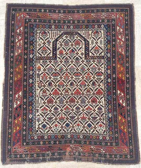 Shirvan Prayer Rug Circa 1850 Size:  122x145 cm
Please contact directly. Halilaydinrugs@gmail.com                     