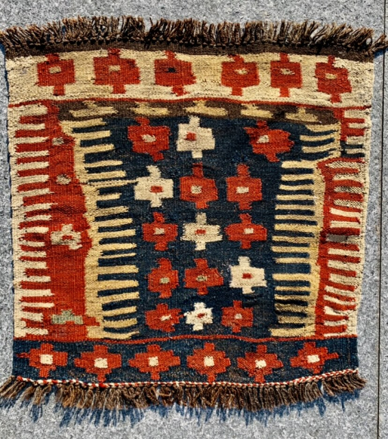 Varamin Kilim 1890 circa Full of anemone flowers all good colors in very good condition....size62x66cm                  