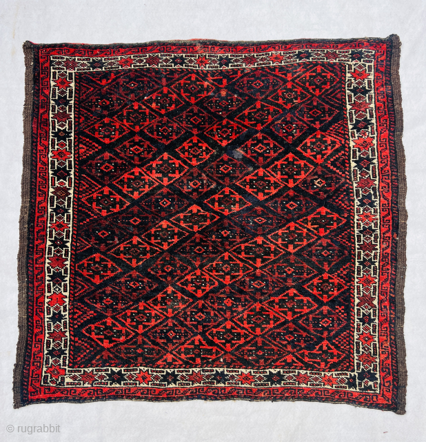 Baluch khorasan ru-korsi,perfect condition circa 1900 size 90x85Cm Please Contact this email for more information.
hamidparsacarpet@yahoo.com
                  
