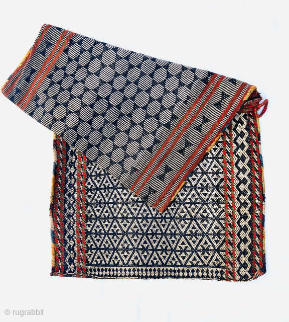   Flatweave Qashqai Khorjin, circa 1880, featuring the Shisheh Dermeh weaving technique from the Darreh Shuri tribe.

Shisheh Dermeh is a traditional handwoven textile from the Qashqai tribe in Fars province. In  ...