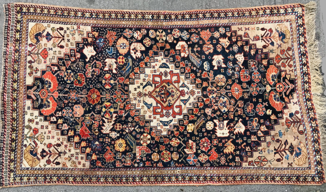 Lovely Qashqai Rug fragment 1870 circa some points have put back the knots on this rug,size~212x115cm                 